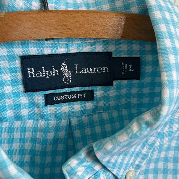 Polo by Ralph Lauren Men's Green Gingham Checkered Shirt Embroidered Pony Custom - Picture 5 of 5